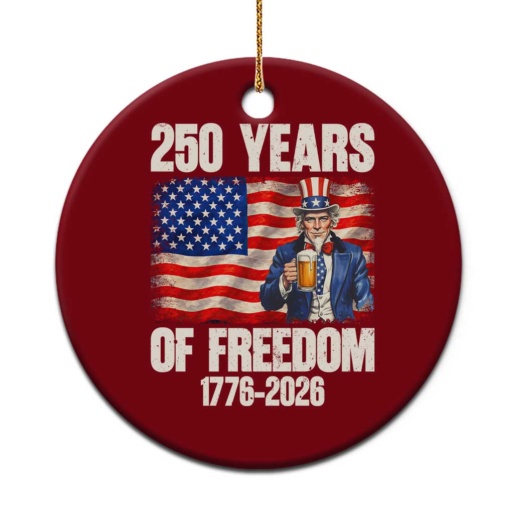 250 Years Of Freedom Ceramic Ornament Patriotic Uncle Sam TS12 1pc Red Print Your Wear