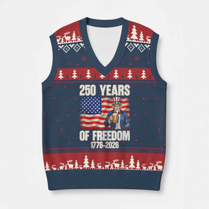 250 Years Of Freedom V-Neck Knit Sweater Vest Patriotic Uncle Sam TS12 Navy Red Print Your Wear
