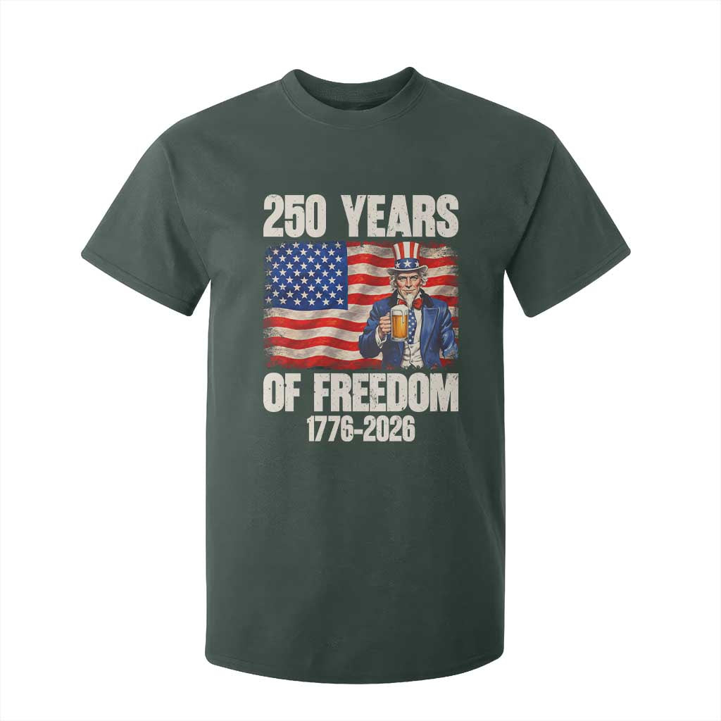 250 Years Of Freedom T Shirt For Kid Patriotic Uncle Sam TS12 Dark Forest Green Print Your Wear