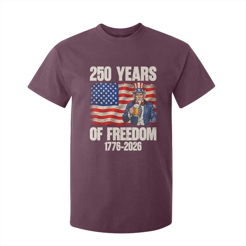 250 Years Of Freedom T Shirt For Kid Patriotic Uncle Sam TS12 Maroon Print Your Wear