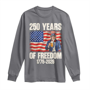 250 Years Of Freedom Long Sleeve Shirt Patriotic Uncle Sam TS12 Charcoal Print Your Wear