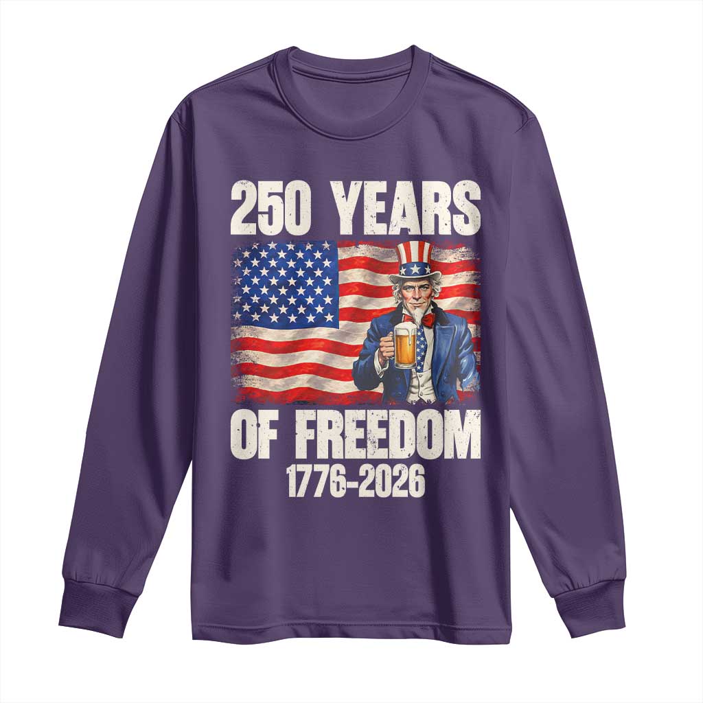 250 Years Of Freedom Long Sleeve Shirt Patriotic Uncle Sam TS12 Purple Print Your Wear