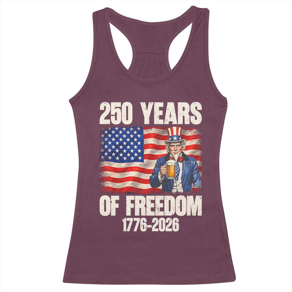 250 Years Of Freedom Racerback Tank Top Patriotic Uncle Sam TS12 Maroon Print Your Wear
