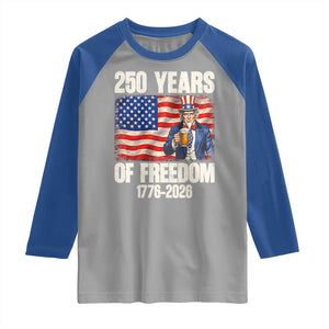 250 Years Of Freedom Raglan Shirt Patriotic Uncle Sam TS12 Sport Gray Royal Print Your Wear