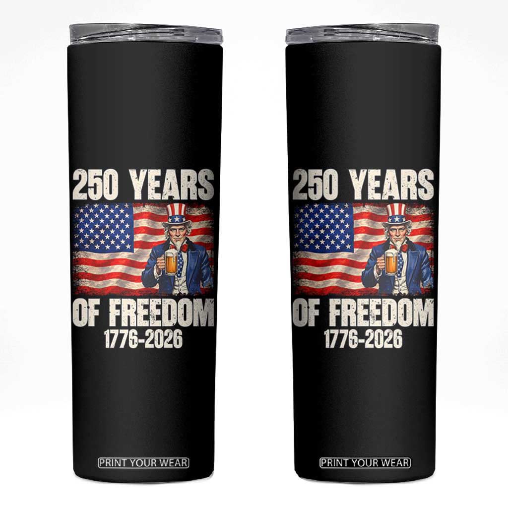 250 Years Of Freedom Skinny Tumbler Patriotic Uncle Sam TS12 Black Print Your Wear