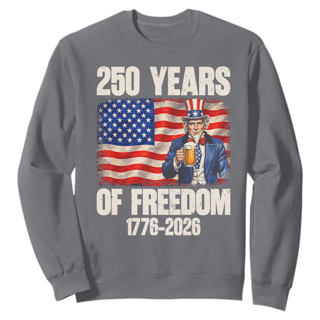 250 Years Of Freedom Sweatshirt Patriotic Uncle Sam TS12 Charcoal Print Your Wear