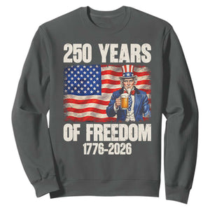 250 Years Of Freedom Sweatshirt Patriotic Uncle Sam TS12 Dark Heather Print Your Wear