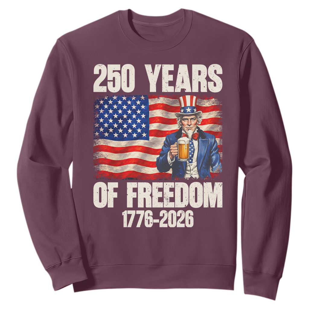 250 Years Of Freedom Sweatshirt Patriotic Uncle Sam TS12 Maroon Print Your Wear