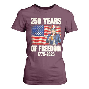 250 Years Of Freedom T Shirt For Women Patriotic Uncle Sam TS12 Maroon Print Your Wear