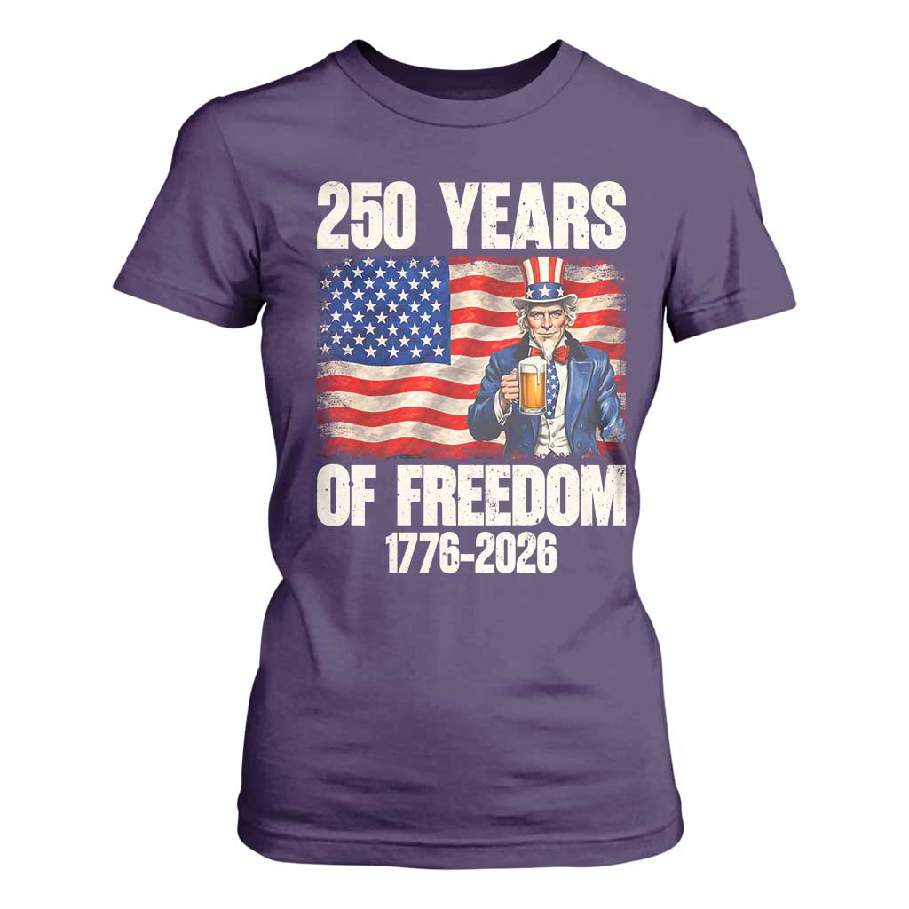 250 Years Of Freedom T Shirt For Women Patriotic Uncle Sam TS12 Purple Print Your Wear