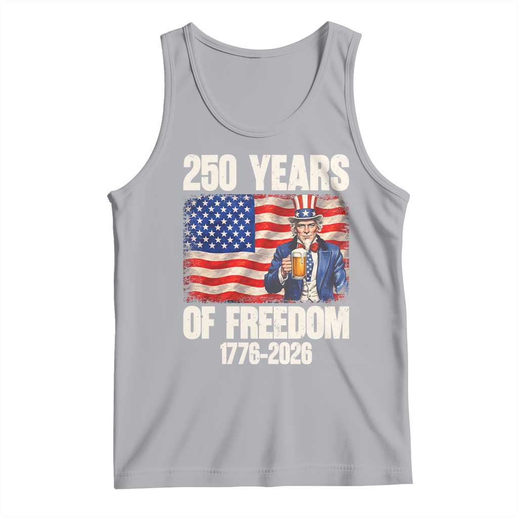 250 Years Of Freedom Tank Top Patriotic Uncle Sam TS12 Athletic Heather Print Your Wear