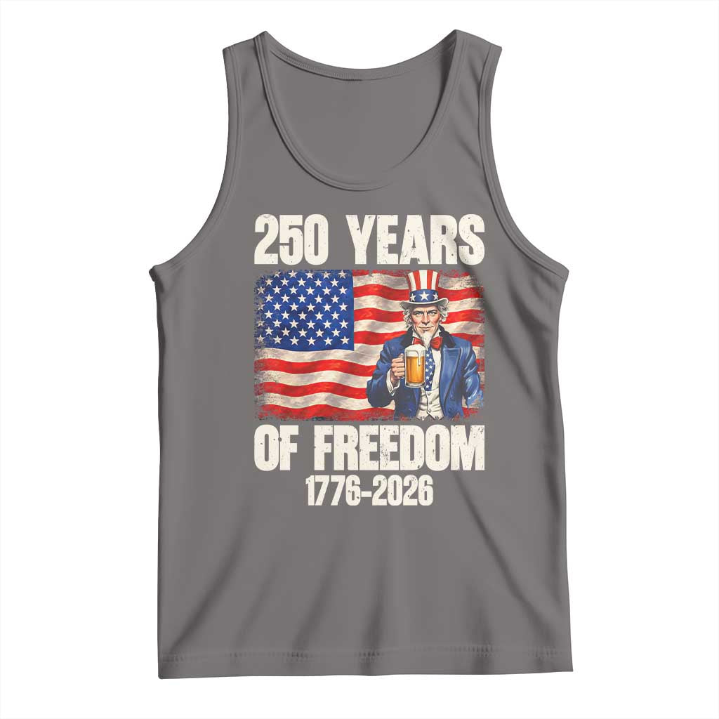 250 Years Of Freedom Tank Top Patriotic Uncle Sam TS12 Deep Heather Print Your Wear