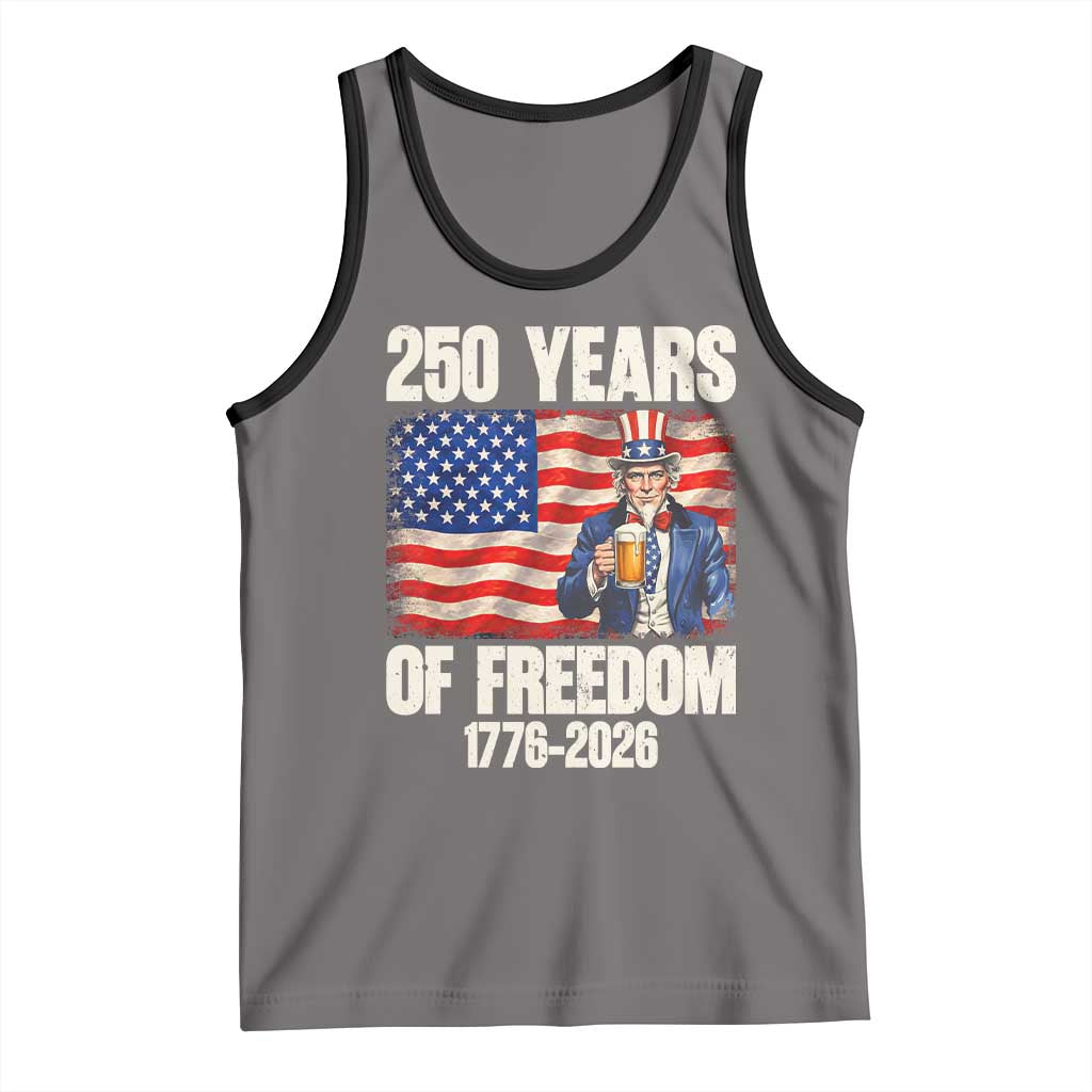 250 Years Of Freedom Tank Top Patriotic Uncle Sam TS12 Deep Heather Black Print Your Wear
