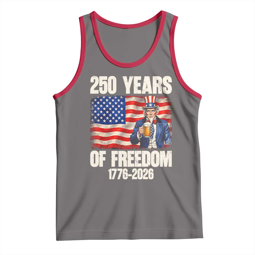 250 Years Of Freedom Tank Top Patriotic Uncle Sam TS12 Deep Heather Red Print Your Wear