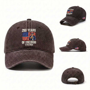 250 Years Of Freedom Washed Cotton Baseball Cap Patriotic Uncle Sam TS12 Washed Cap Universal Fit Dark Brown Print Your Wear