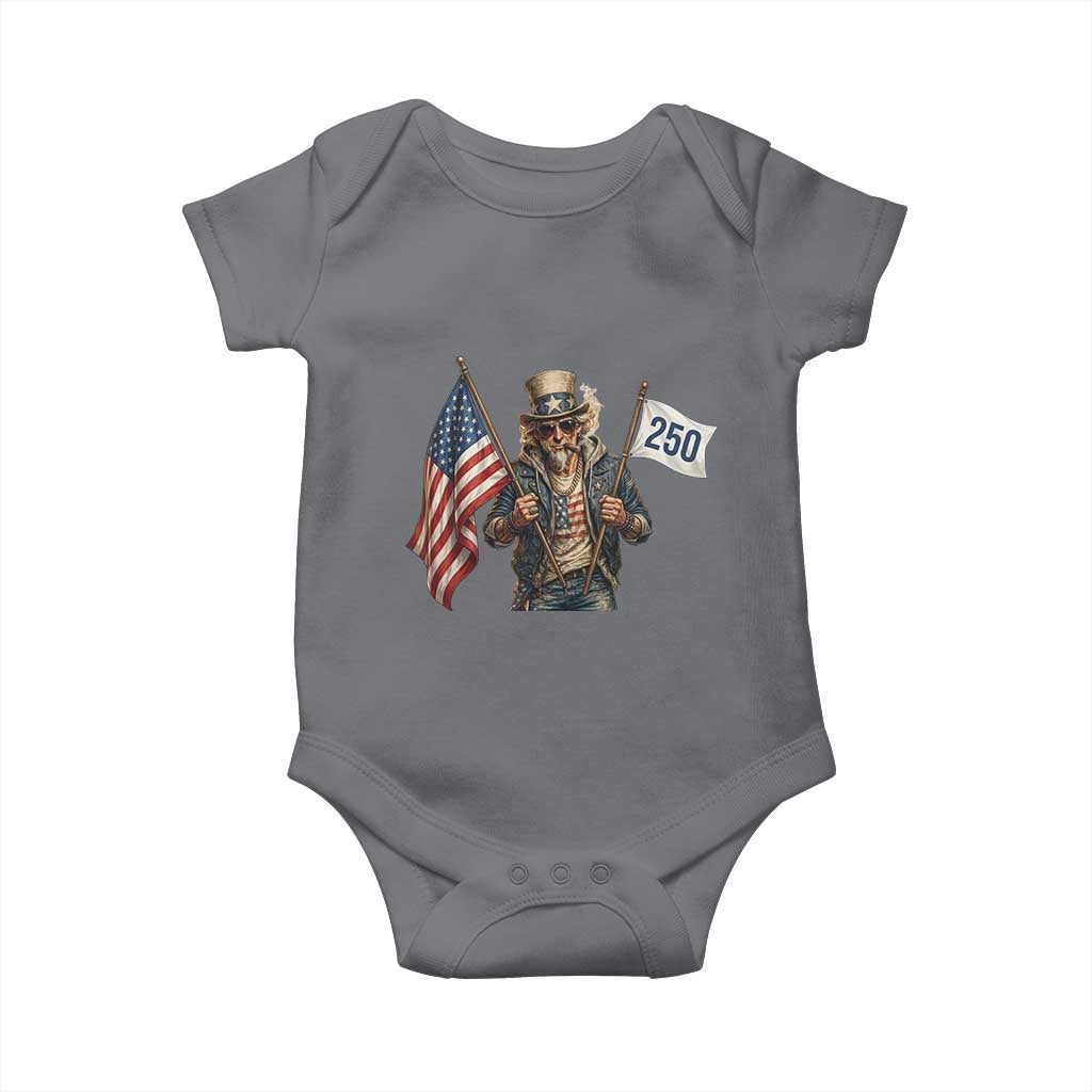 Patriotic Uncle Sam Celebrating 250 Years America Baby Onesie TS12 Charcoal Print Your Wear