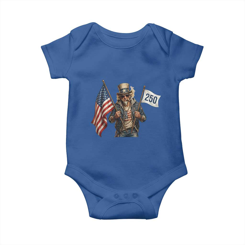 Patriotic Uncle Sam Celebrating 250 Years America Baby Onesie TS12 Royal Blue Print Your Wear