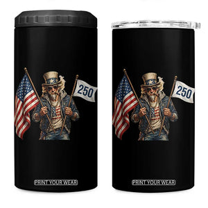 Patriotic Uncle Sam Celebrating 250 Years America 4 in 1 Can Cooler Tumbler TS12 One Size: 16 oz Black Print Your Wear
