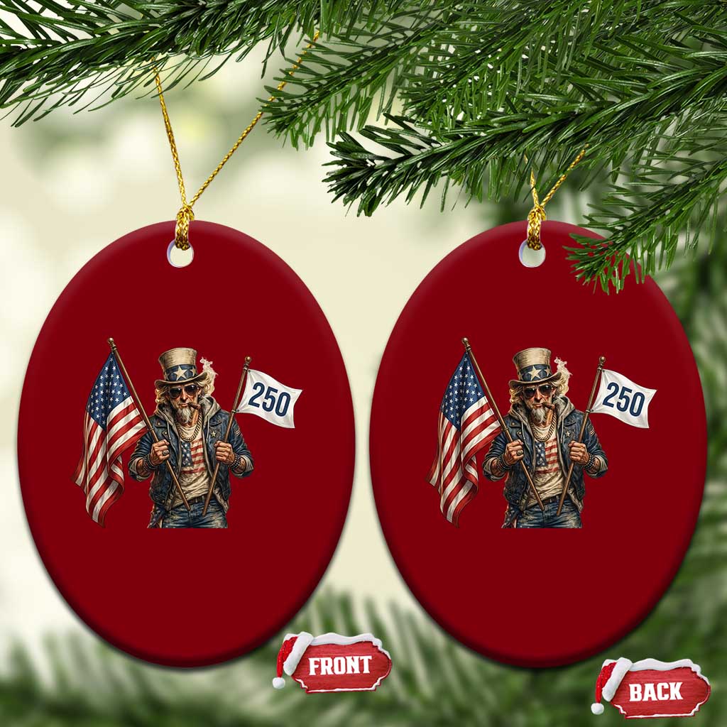 Patriotic Uncle Sam Celebrating 250 Years America Ceramic Ornament TS12 Print Your Wear