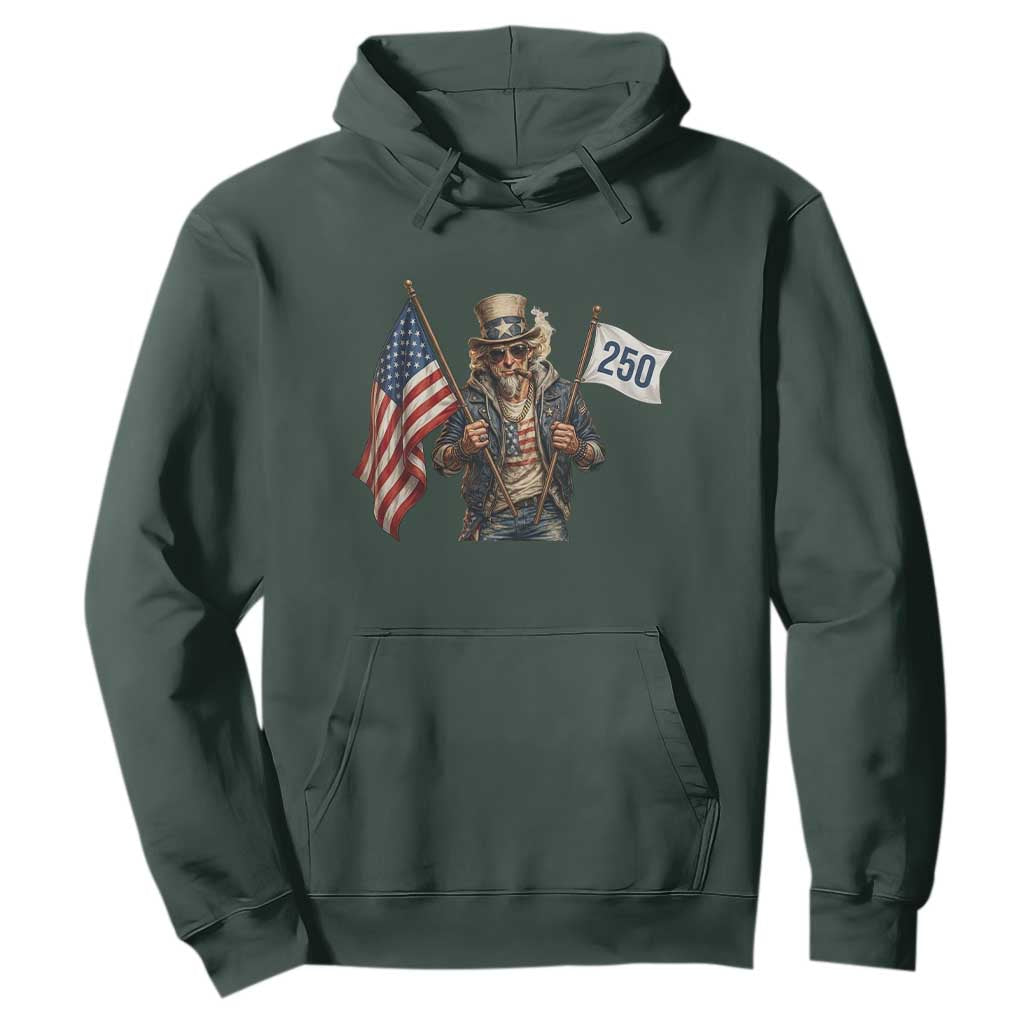 Patriotic Uncle Sam Celebrating 250 Years America Hoodie TS12 Dark Forest Green Print Your Wear