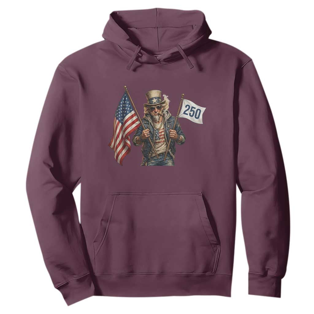 Patriotic Uncle Sam Celebrating 250 Years America Hoodie TS12 Maroon Print Your Wear