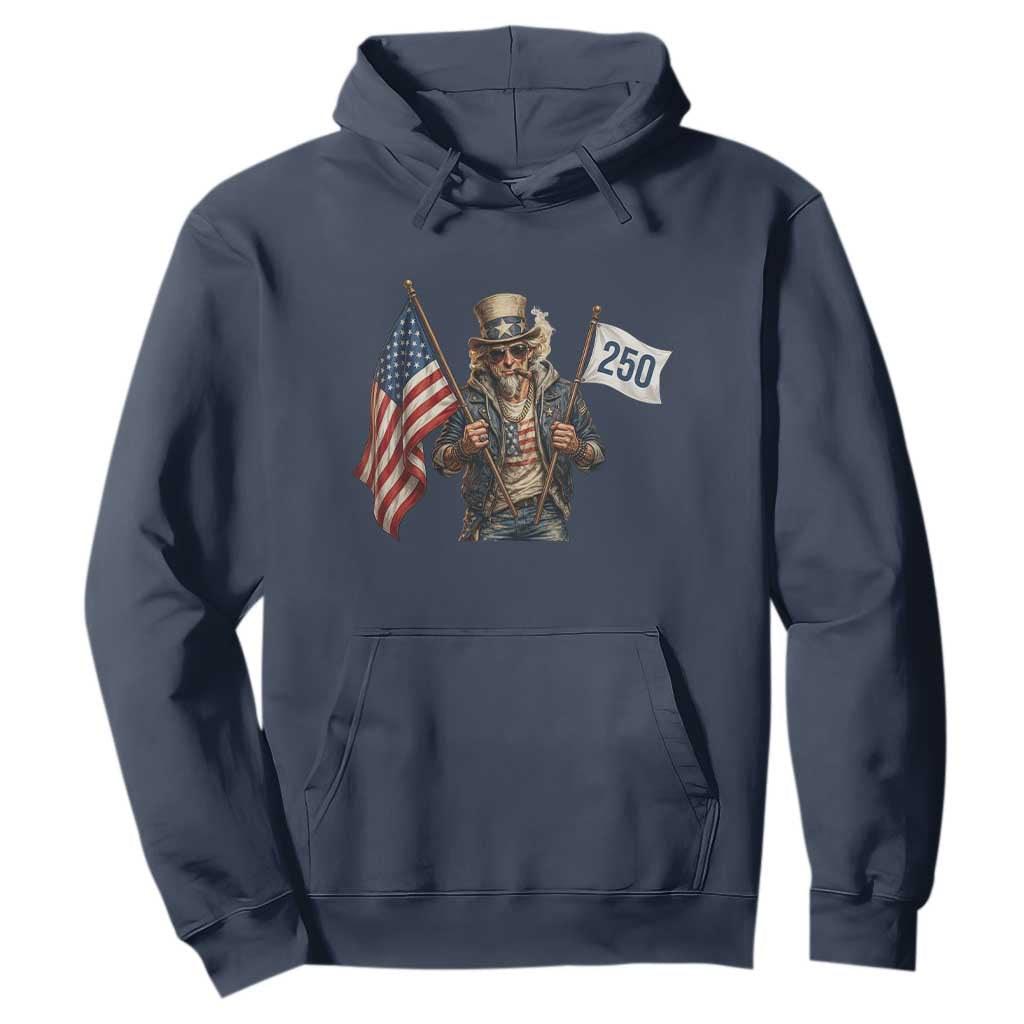 Patriotic Uncle Sam Celebrating 250 Years America Hoodie TS12 Navy Print Your Wear