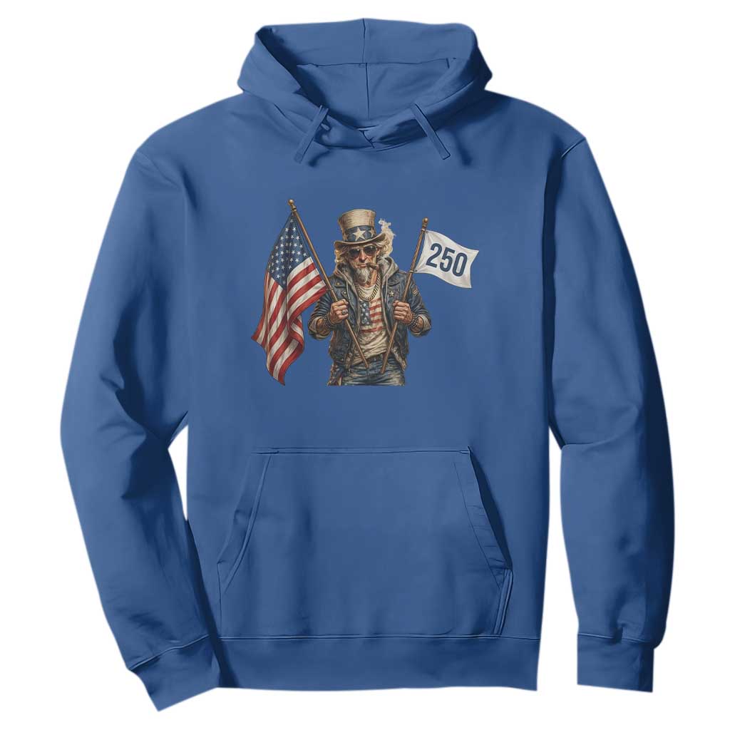 Patriotic Uncle Sam Celebrating 250 Years America Hoodie TS12 Royal Blue Print Your Wear