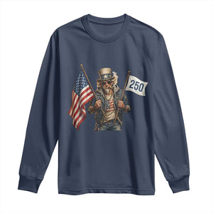 Patriotic Uncle Sam Celebrating 250 Years America Long Sleeve Shirt TS12 Navy Print Your Wear