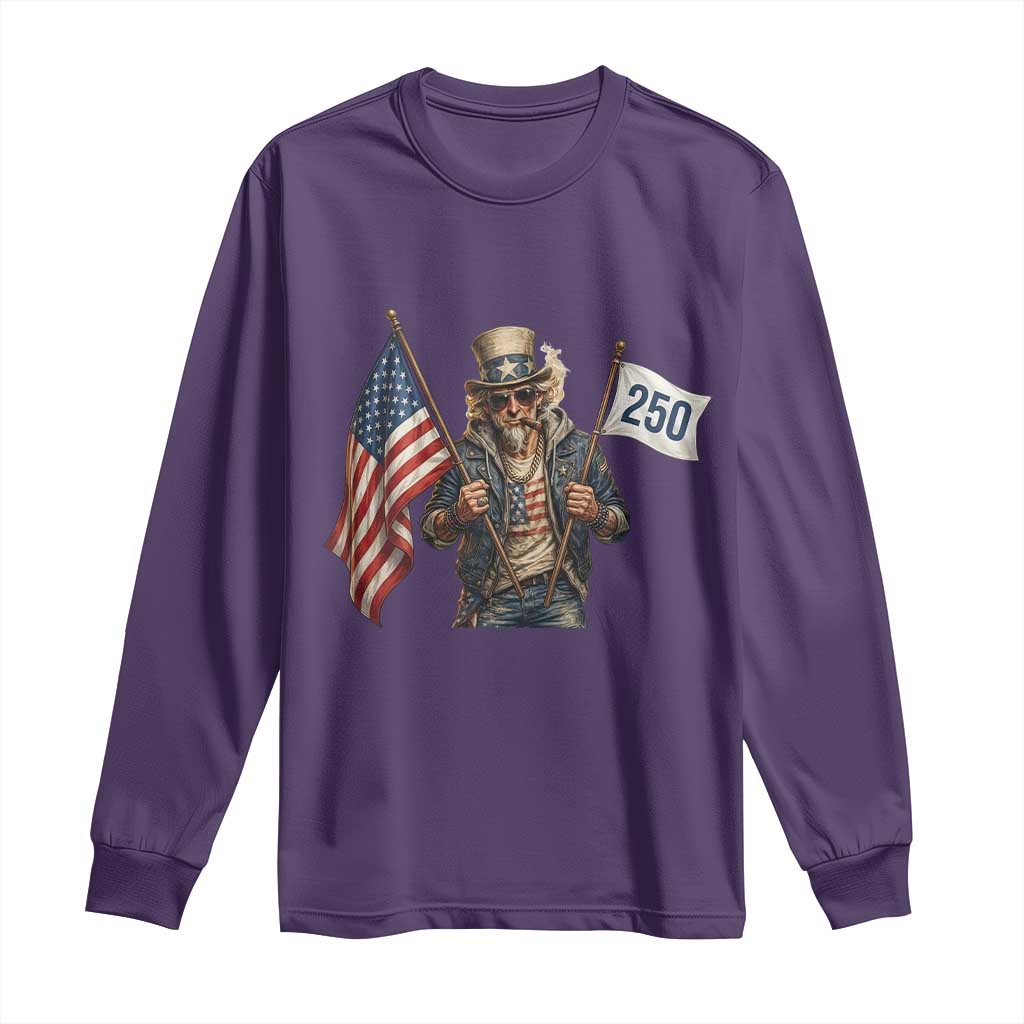 Patriotic Uncle Sam Celebrating 250 Years America Long Sleeve Shirt TS12 Purple Print Your Wear