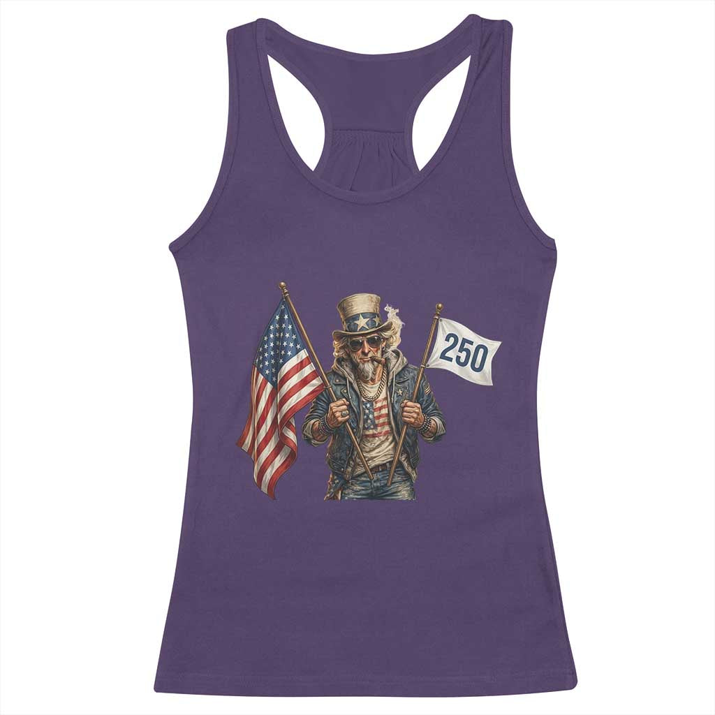 Patriotic Uncle Sam Celebrating 250 Years America Racerback Tank Top TS12 Purple Print Your Wear