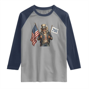Patriotic Uncle Sam Celebrating 250 Years America Raglan Shirt TS12 Sport Gray Navy Print Your Wear