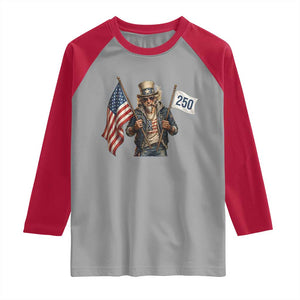 Patriotic Uncle Sam Celebrating 250 Years America Raglan Shirt TS12 Sport Gray Red Print Your Wear