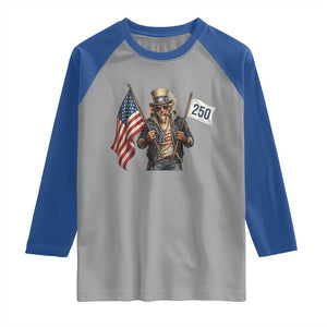 Patriotic Uncle Sam Celebrating 250 Years America Raglan Shirt TS12 Sport Gray Royal Print Your Wear