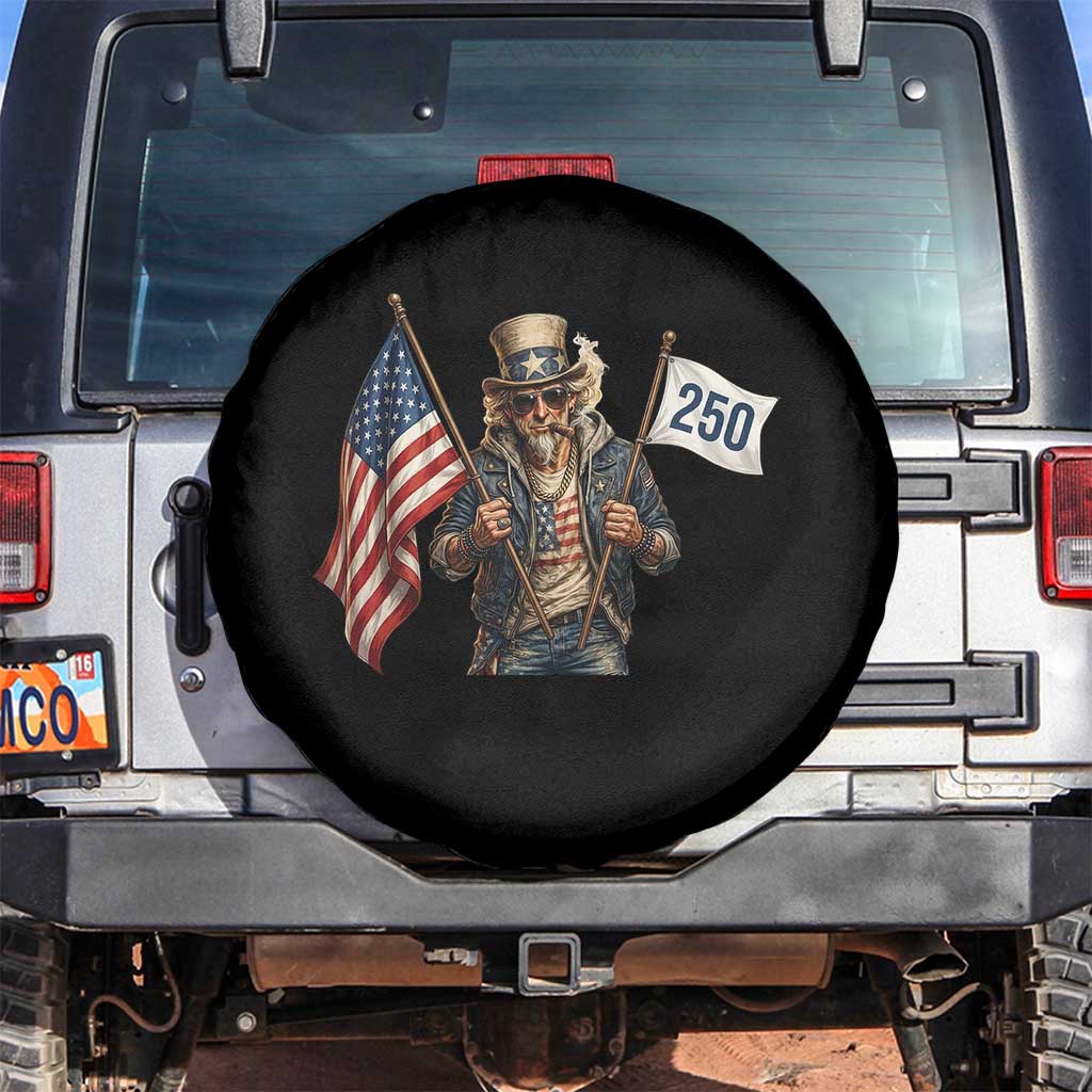 Patriotic Uncle Sam Celebrating 250 Years America Spare Tire Cover TS12 No hole Black Print Your Wear