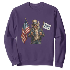 Patriotic Uncle Sam Celebrating 250 Years America Sweatshirt TS12 Purple Print Your Wear