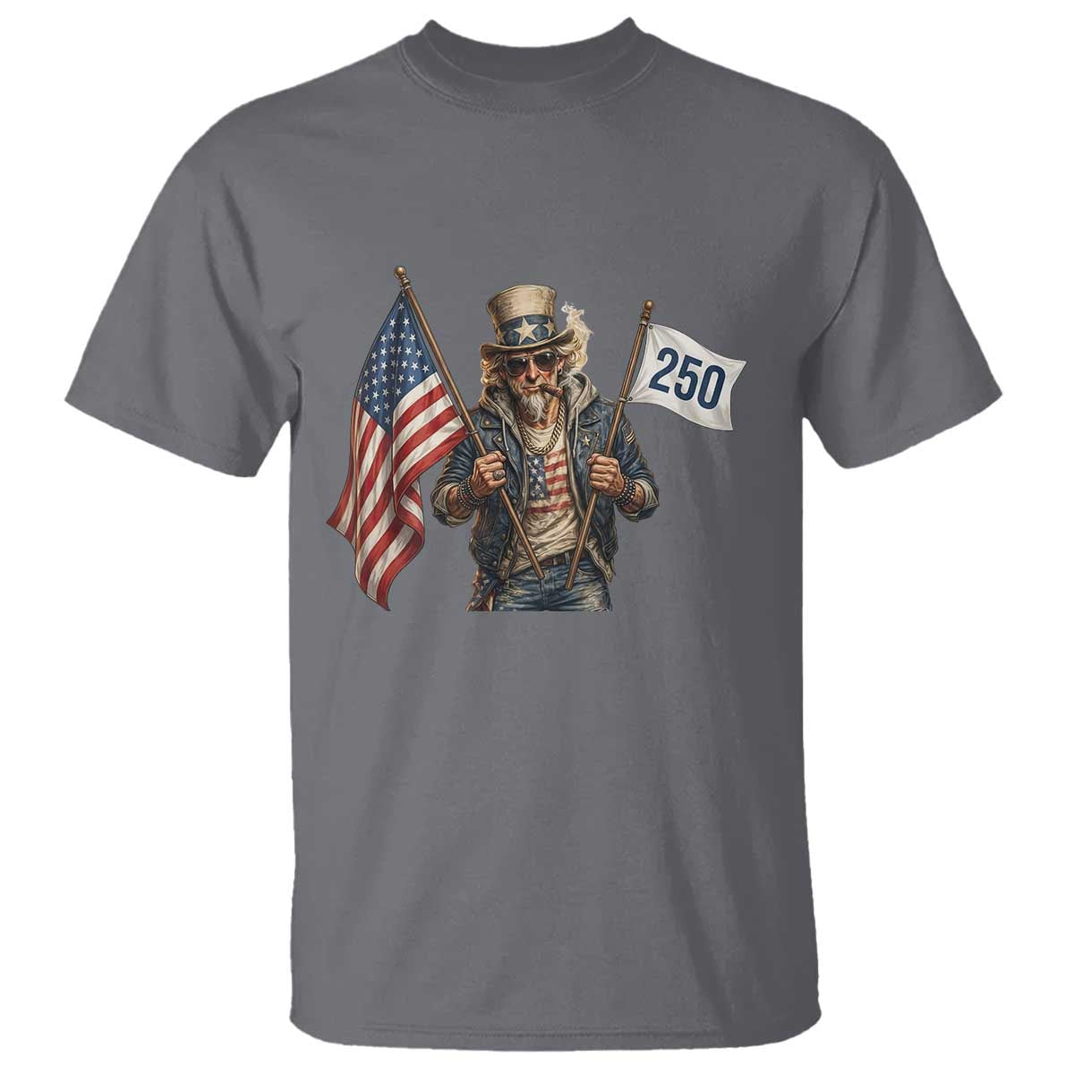 Patriotic Uncle Sam Celebrating 250 Years America T Shirt TS12 Charcoal Print Your Wear