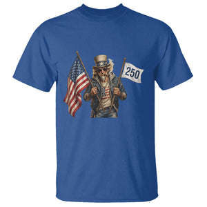 Patriotic Uncle Sam Celebrating 250 Years America T Shirt TS12 Royal Blue Print Your Wear