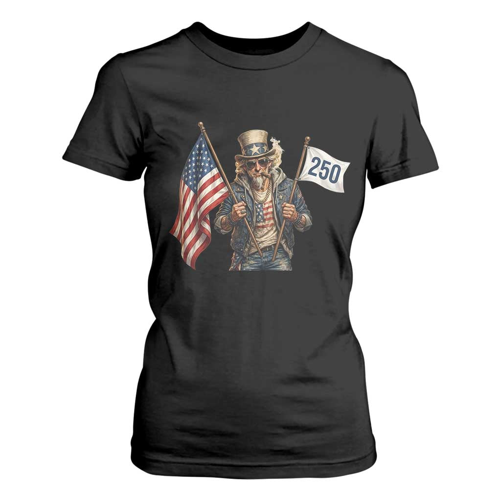 Patriotic Uncle Sam Celebrating 250 Years America T Shirt For Women TS12 Black Print Your Wear