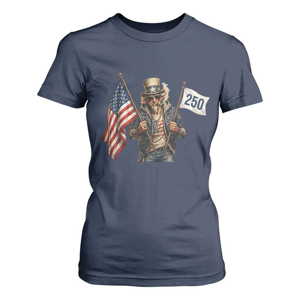 Patriotic Uncle Sam Celebrating 250 Years America T Shirt For Women TS12 Navy Print Your Wear