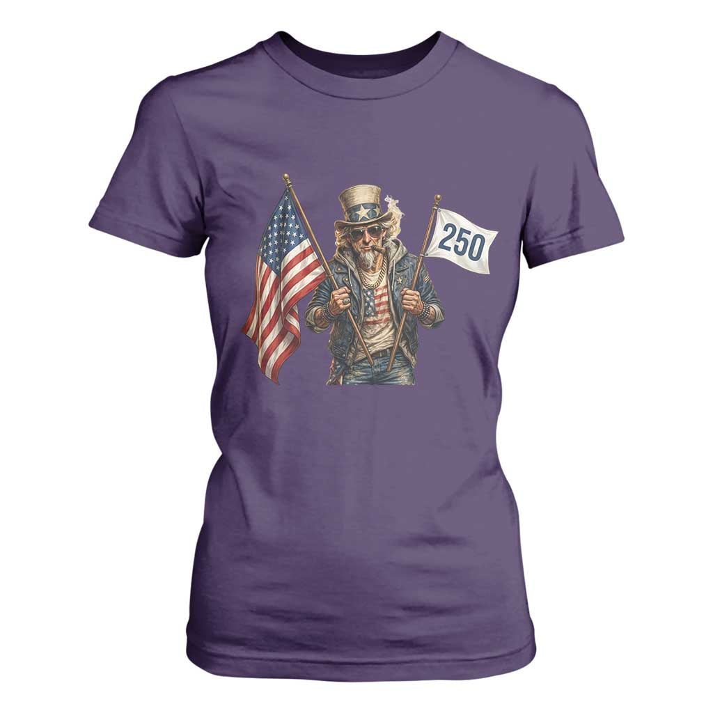 Patriotic Uncle Sam Celebrating 250 Years America T Shirt For Women TS12 Purple Print Your Wear