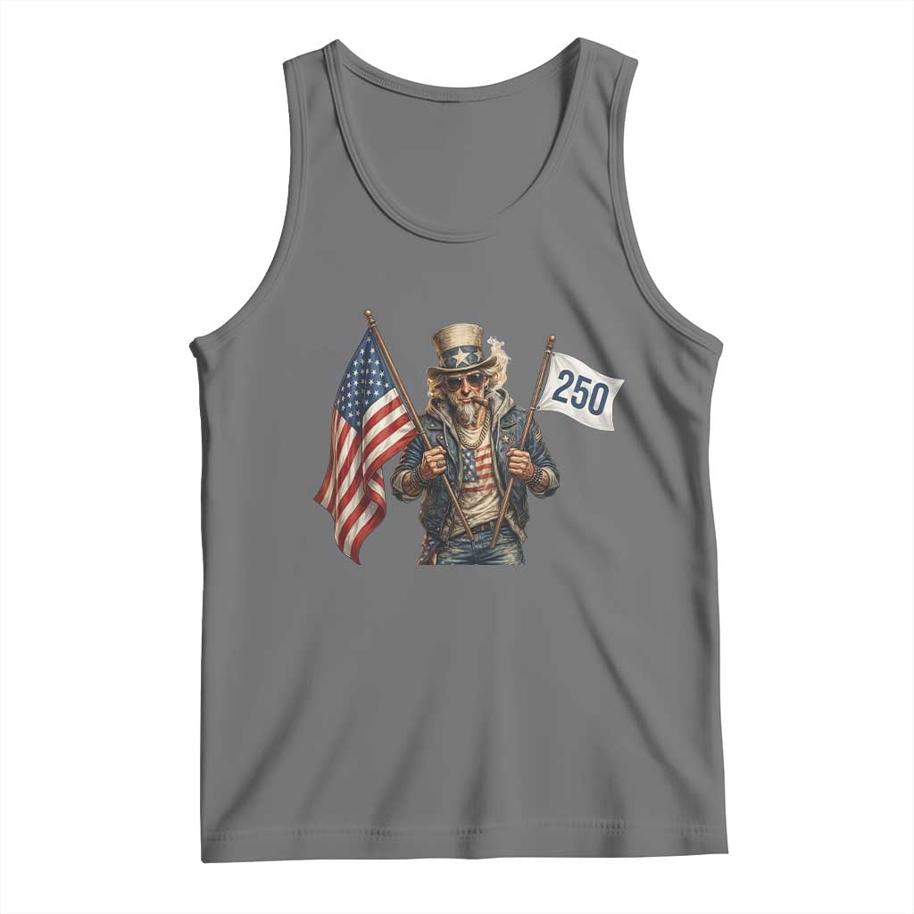 Patriotic Uncle Sam Celebrating 250 Years America Tank Top TS12 Black Heather Print Your Wear