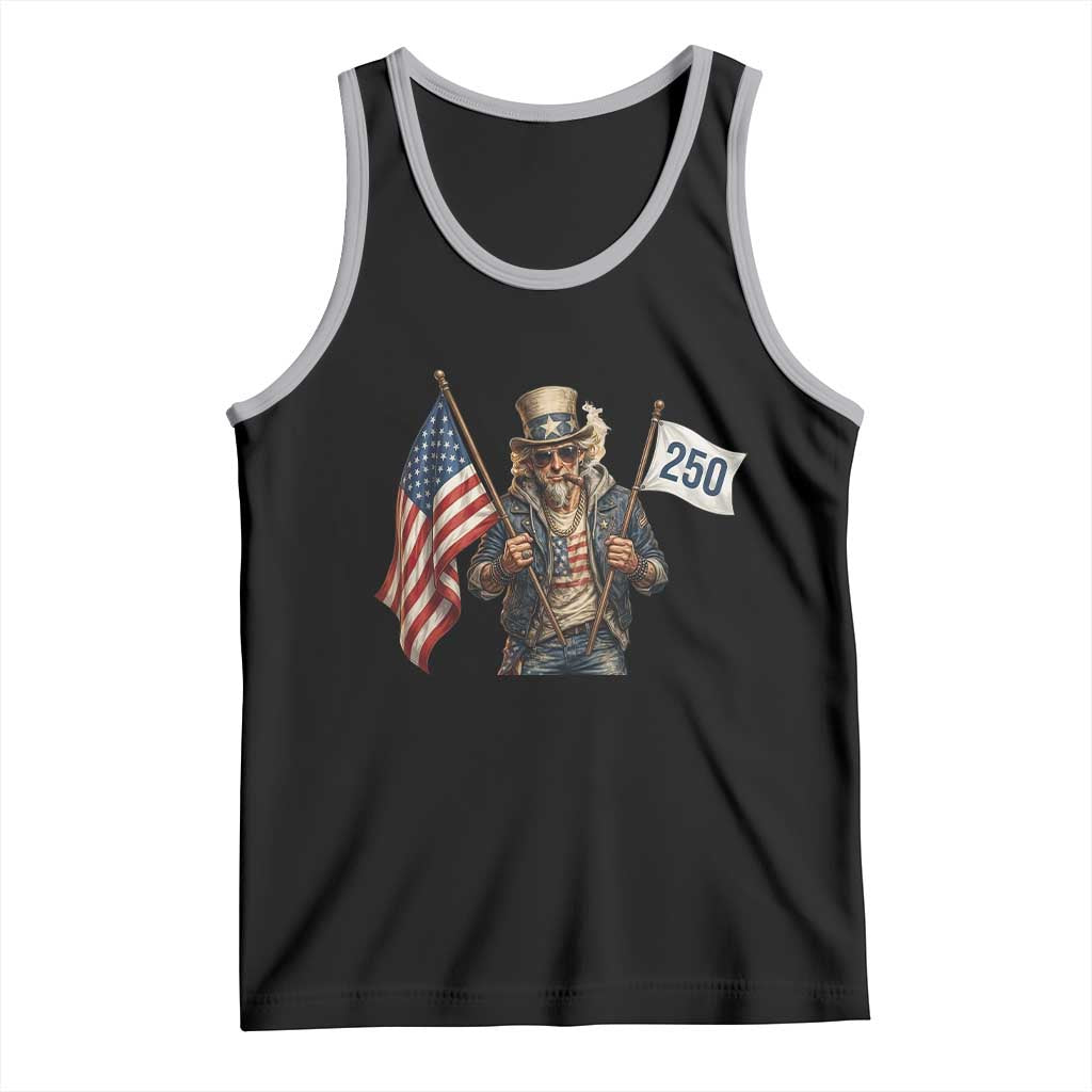 Patriotic Uncle Sam Celebrating 250 Years America Tank Top TS12 Black Athletic Heather Print Your Wear