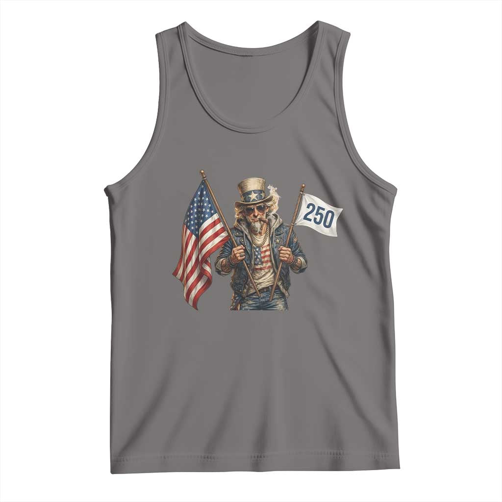 Patriotic Uncle Sam Celebrating 250 Years America Tank Top TS12 Deep Heather Print Your Wear