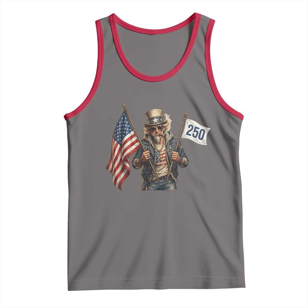 Patriotic Uncle Sam Celebrating 250 Years America Tank Top TS12 Deep Heather Red Print Your Wear