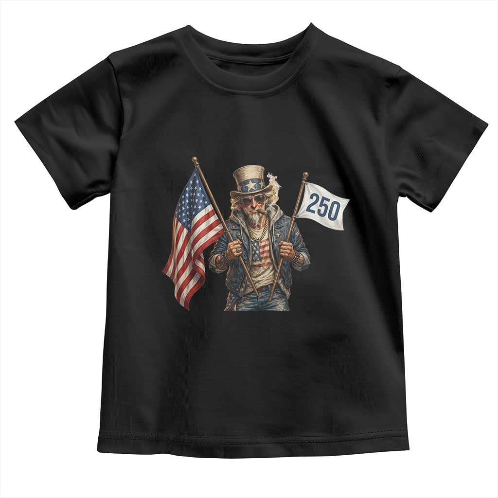 Patriotic Uncle Sam Celebrating 250 Years America Toddler T Shirt TS12 Black Print Your Wear