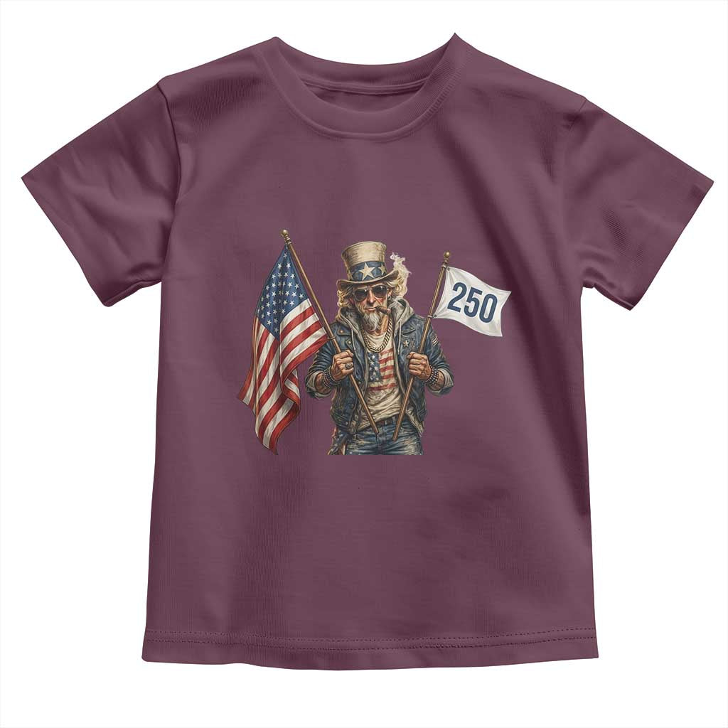 Patriotic Uncle Sam Celebrating 250 Years America Toddler T Shirt TS12 Maroon Print Your Wear