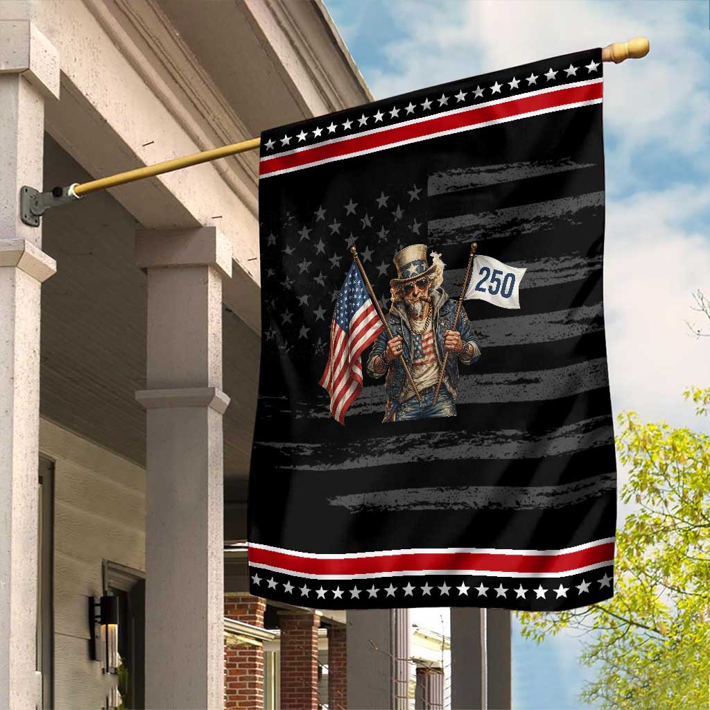 Patriotic Uncle Sam Celebrating 250 Years America Garden Flag TS12 Distressed Black Red Print Your Wear