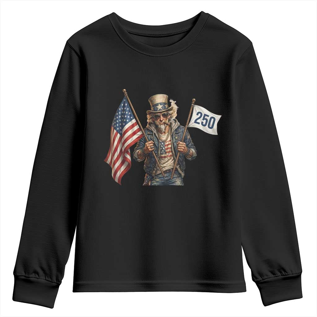 Patriotic Uncle Sam Celebrating 250 Years America Youth Sweatshirt TS12 Black Print Your Wear