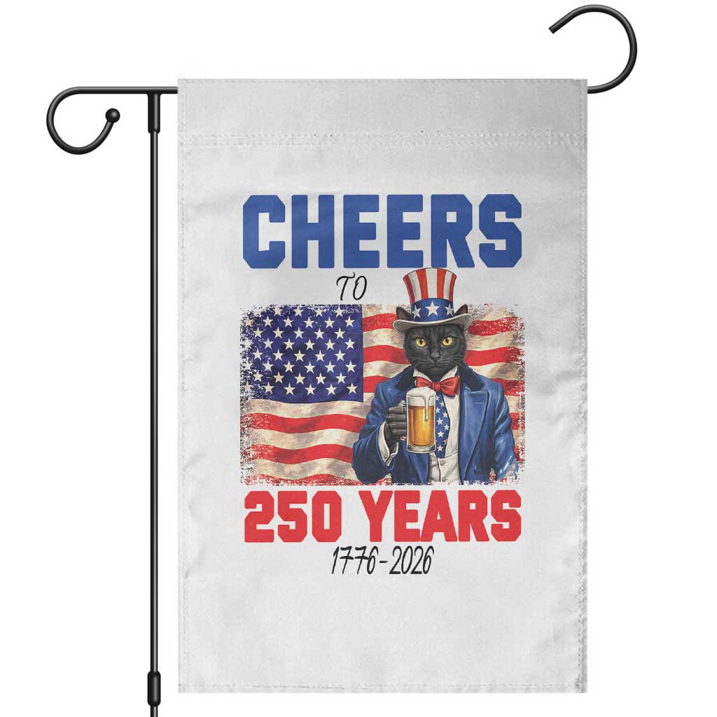 Vintage Cat Uncle Sam Garden Flag Cheers To 250 Years TS12 White Print Your Wear