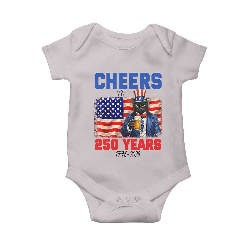 Vintage Cat Uncle Sam Baby Onesie Cheers To 250 Years TS12 Ice Gray Print Your Wear